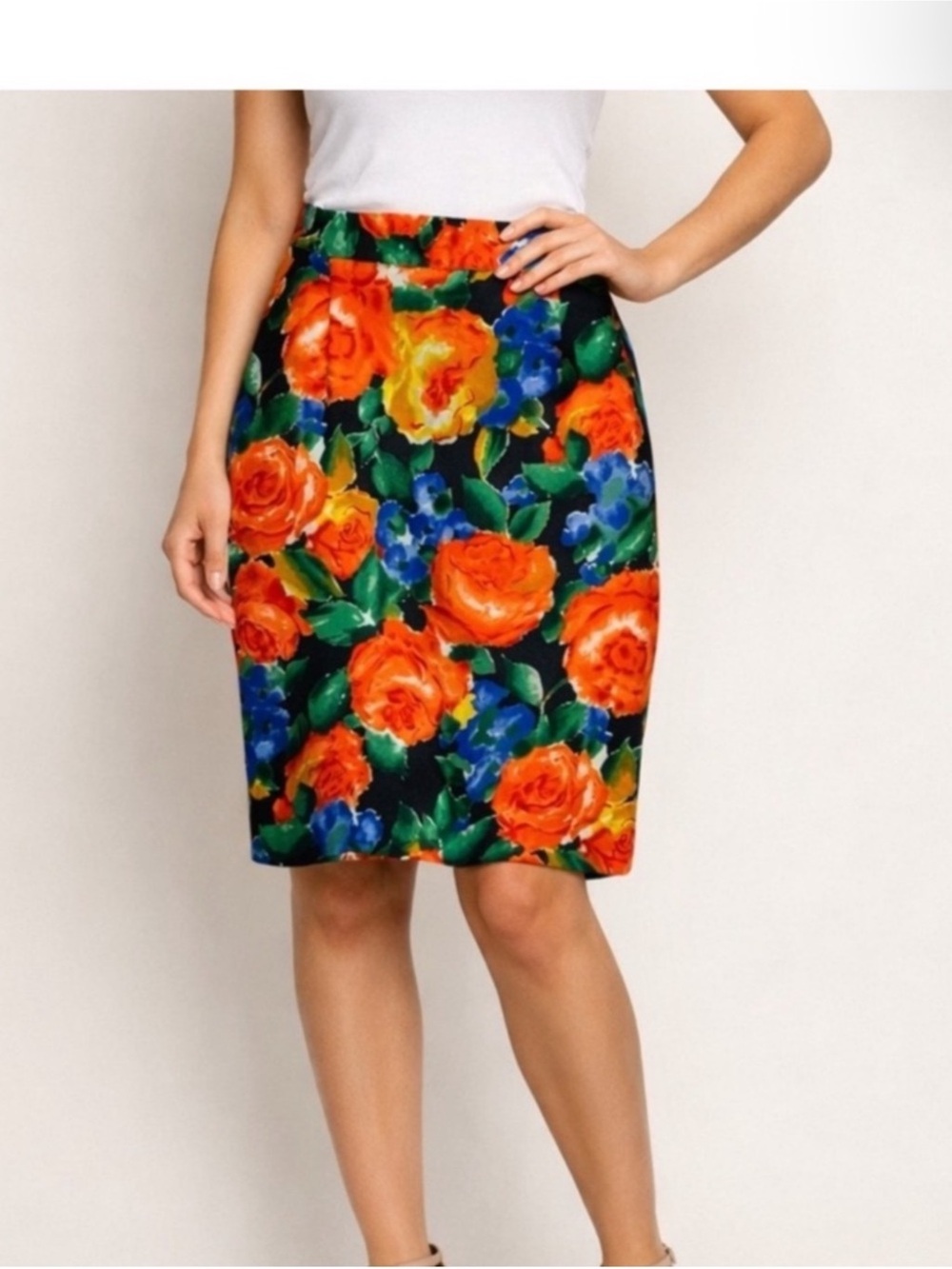 Vintage Beechers Brook Floral Midi Skirt